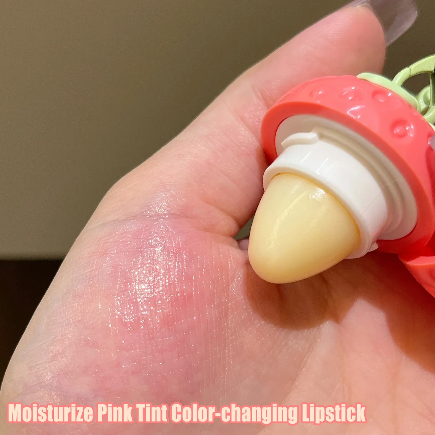 Aardbei Sleutelhanger Verwarmende Lippenbalsem Langdurig Hydraterende Roze Tint Kleurveranderende Lipstick Fruitige Lippen Basiscrème Stick Nieuw