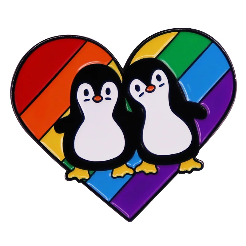 Regenbogen herz Tier Stolz Penguins emaille pin Rucksack Kragen Pins Schmuck zubehör LGBT brosche abzeichen