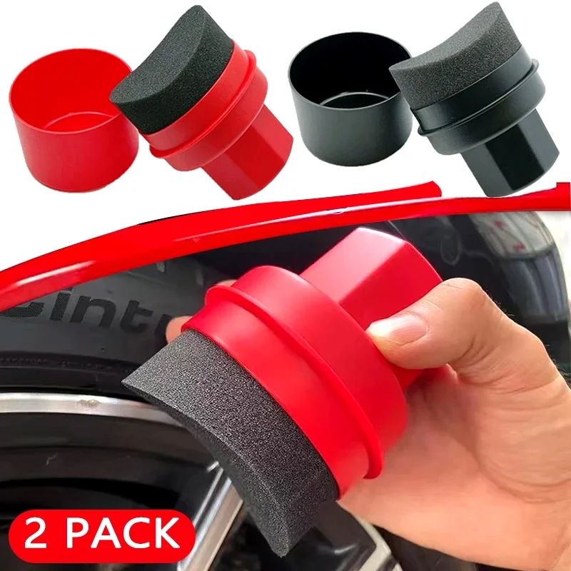 Curved Contour Tire Sponge Applicator Pad With Cover Wheel Polishing Waxing Brush Auto Tire Cleaning Care Accessory