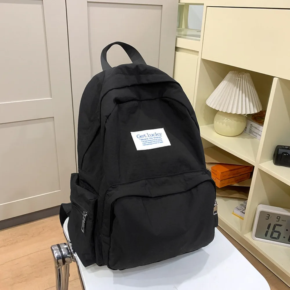 Casual Lightweight Travel Backpack Nylon Korean Style Solid Color Backpack Waterproof Large Capacity Student Schoolbag Outdoor