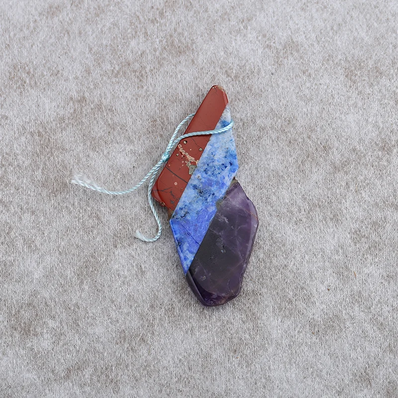 Natural Red River Jasper and Lapis Lazuli and Amethyst Combination Pendant Beads for Jewelry Making