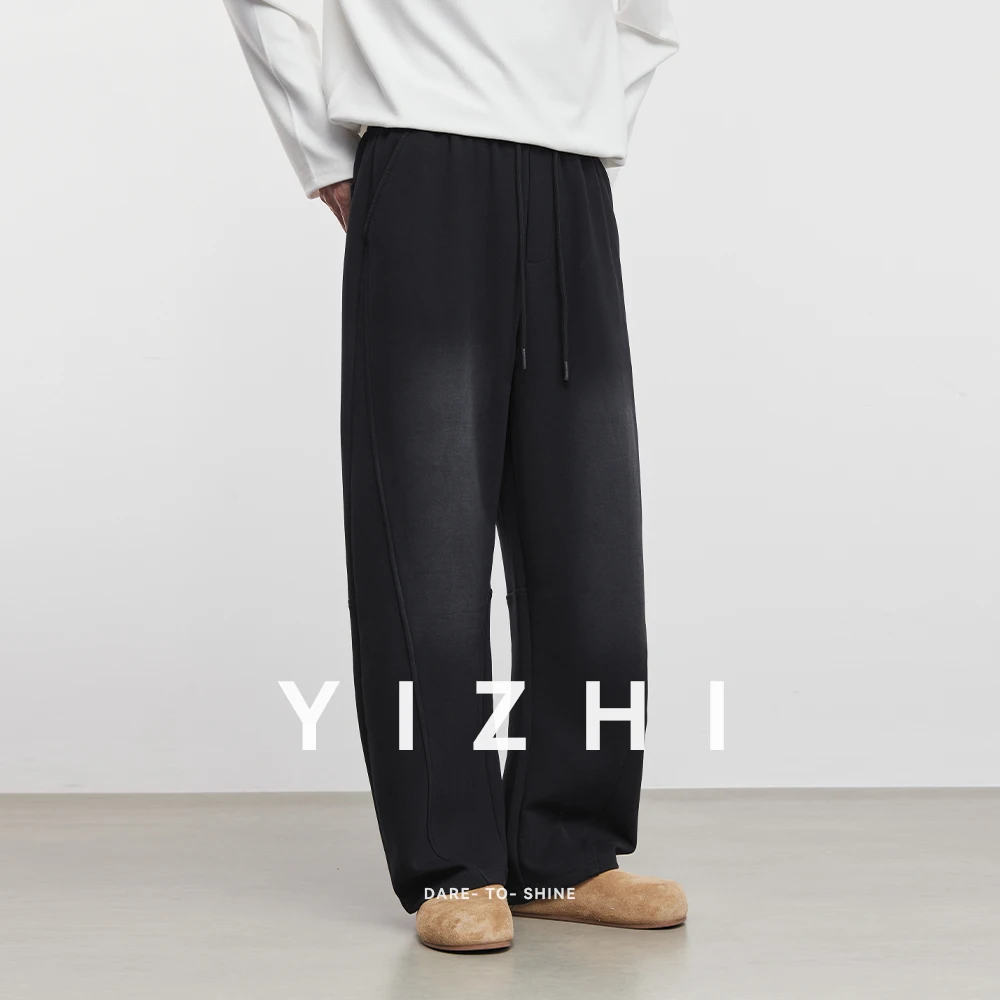 Fashion Men's Washed Straight Casual Pants 2025 Spring Autumn New Casual Sports Wide-leg Mopping Trousers Male Pants