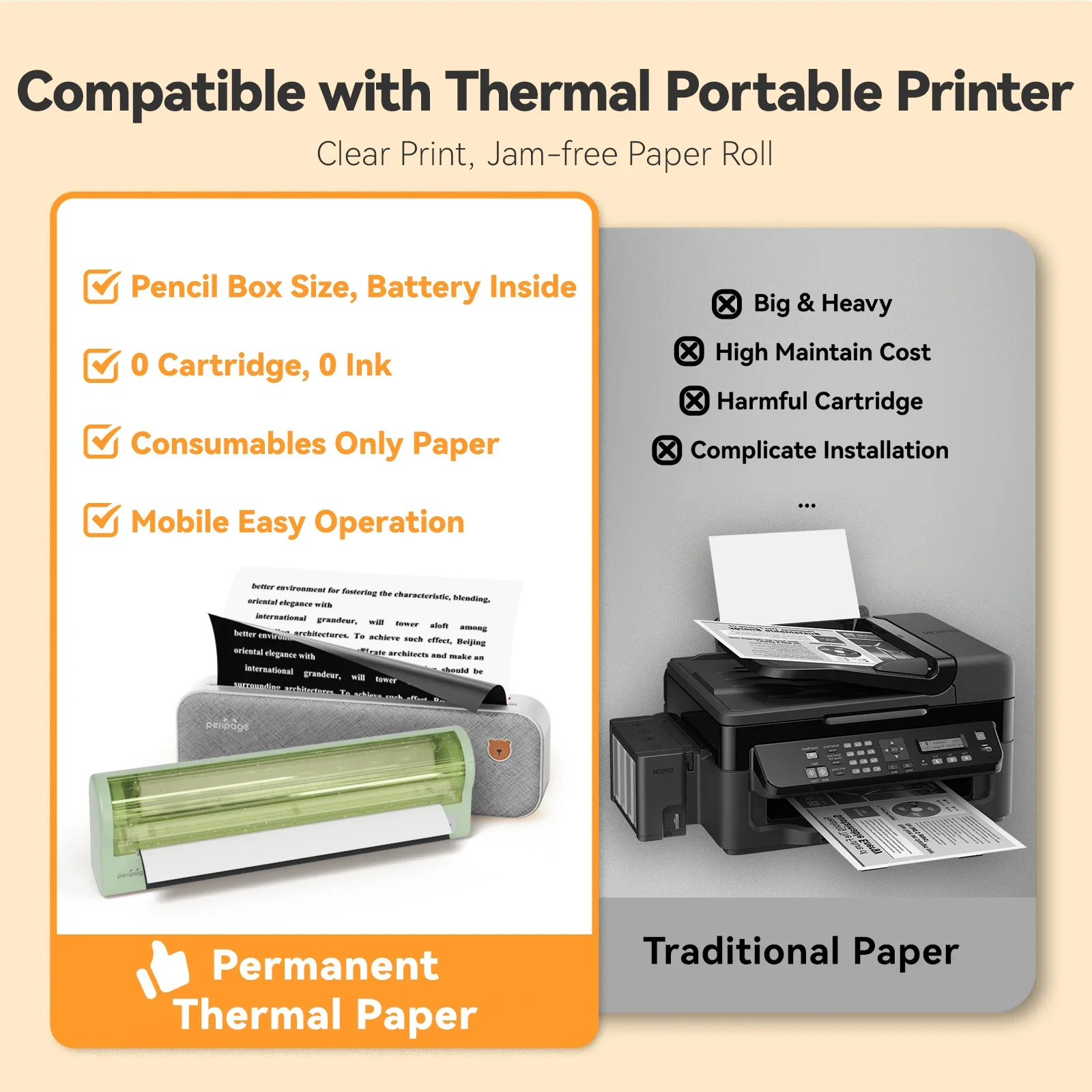 PeriPage A4 Thermal Printer Paper Roll x2, 8.3 inches Wide for Peripage P80/A40, MT810  (Long-Lasting Permanent Retention Time)