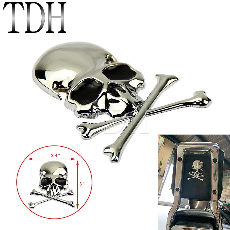 Car Motorcycle 3D Skull Badge Sticker Emblem Universal Backrest Fenders Engine Covers Headlight Bikes Bobbers Chopper Custom