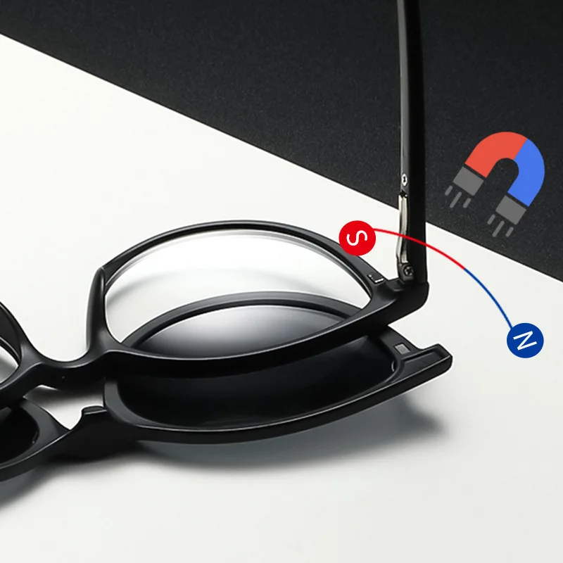 2025 TR Frame Myopia Glasses Frame, Magnetic Suction Sunglasses Cover 6in1 New Polarized With Cover, Men's And Women's