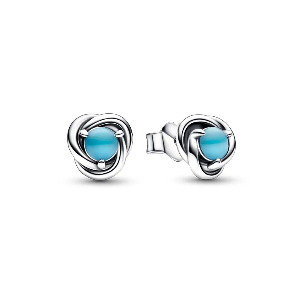 925 Sterling Silver Twelve Months March April August Birthstone Eternity Circle Fashion Stud Earrings For Women Gift DIY Jewelry