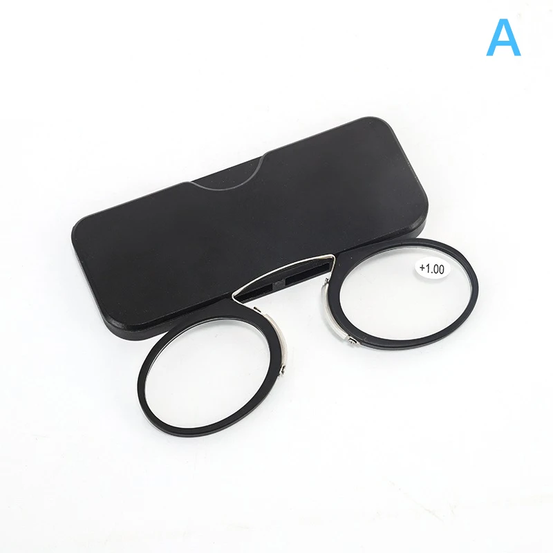 Okulary do czytania na nos, mini klips, ultracienkie, przenośne okulary na starczowzroczność 100-350 z etui