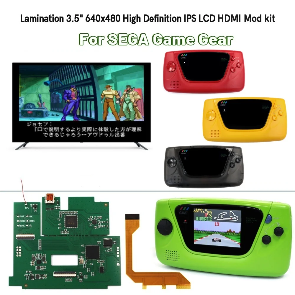 

HDMI-Compatible IPS Screen For SEGA Game Gear 640x480 HD Highlight Screen With Shell Case Support Play on TV