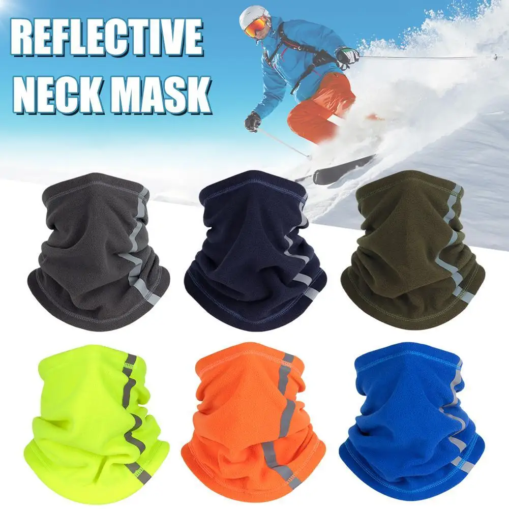 Winter Cycling Motorcycle Bandana Thermal Fleece Warm Neck Scarf Face Cover Reflective Neck Tube Facemask Multi-Functional