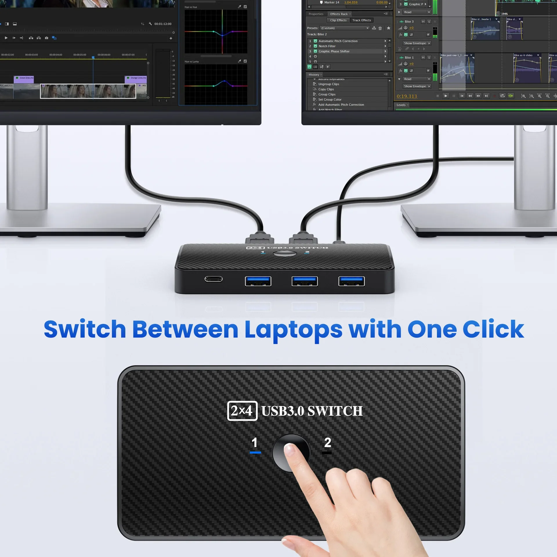 USB 3.0 Switcher 2 Input 4 Output USB Switch KVM Switcher Printer Sharer For Computer Keyboard