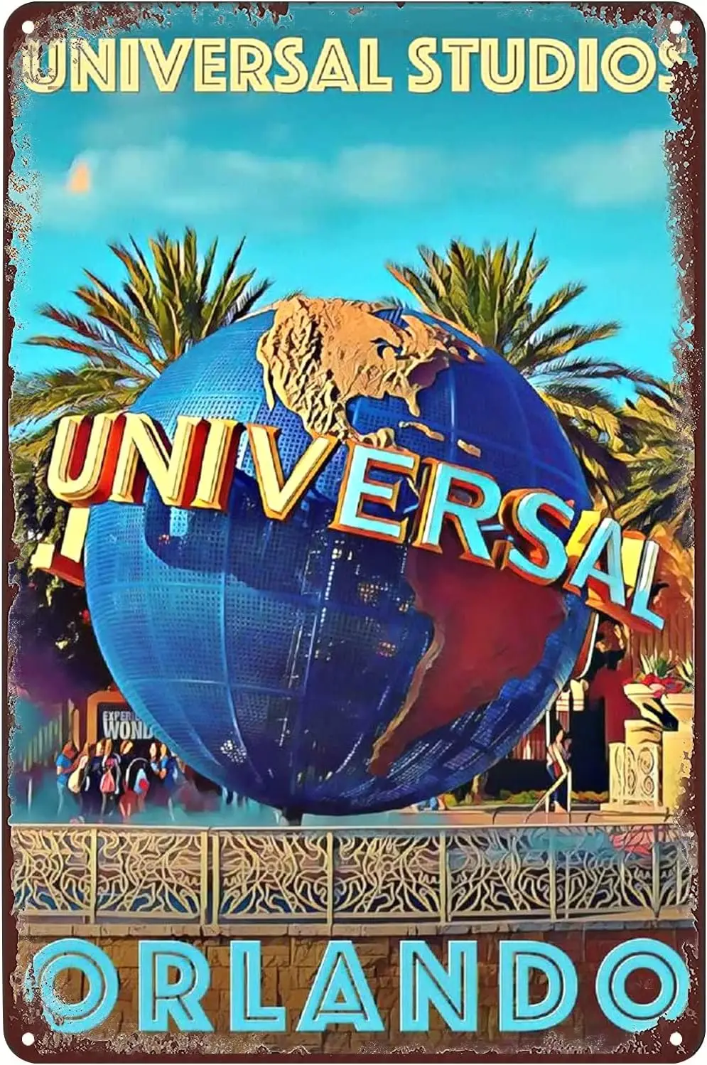 Vintage Tin Signs Orlando Universal Studios Travel Poster USA Trip Landscape Metal Sign Wall Art Decor Plaque for Home Bar Cafe