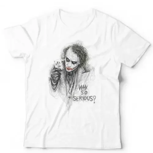 Sketch Why So Serious Tshirt Unisex & Kids Retro Com  - White Tshirt