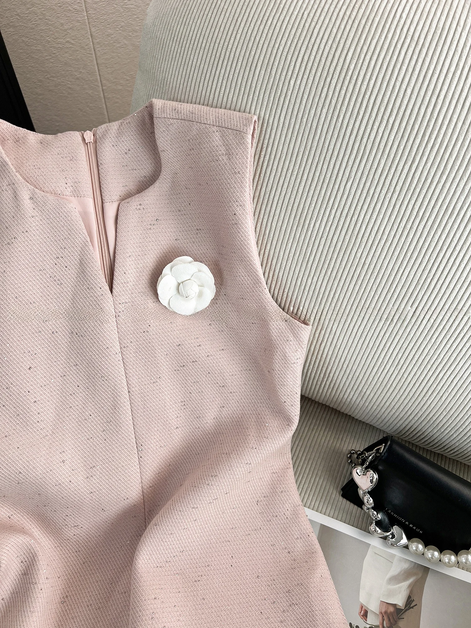 Ele Summer New Sweet Slimming Vest Dr Floral 3D Design Casual A-Line Silhouette V-Ne Zipper Closure Polyester 