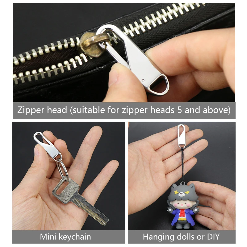 316 Stainless Steel Zippers Pull Replacement Universal Instant Zipper Head For Broken Buckle Travel Bag Suitcase Zipper Head