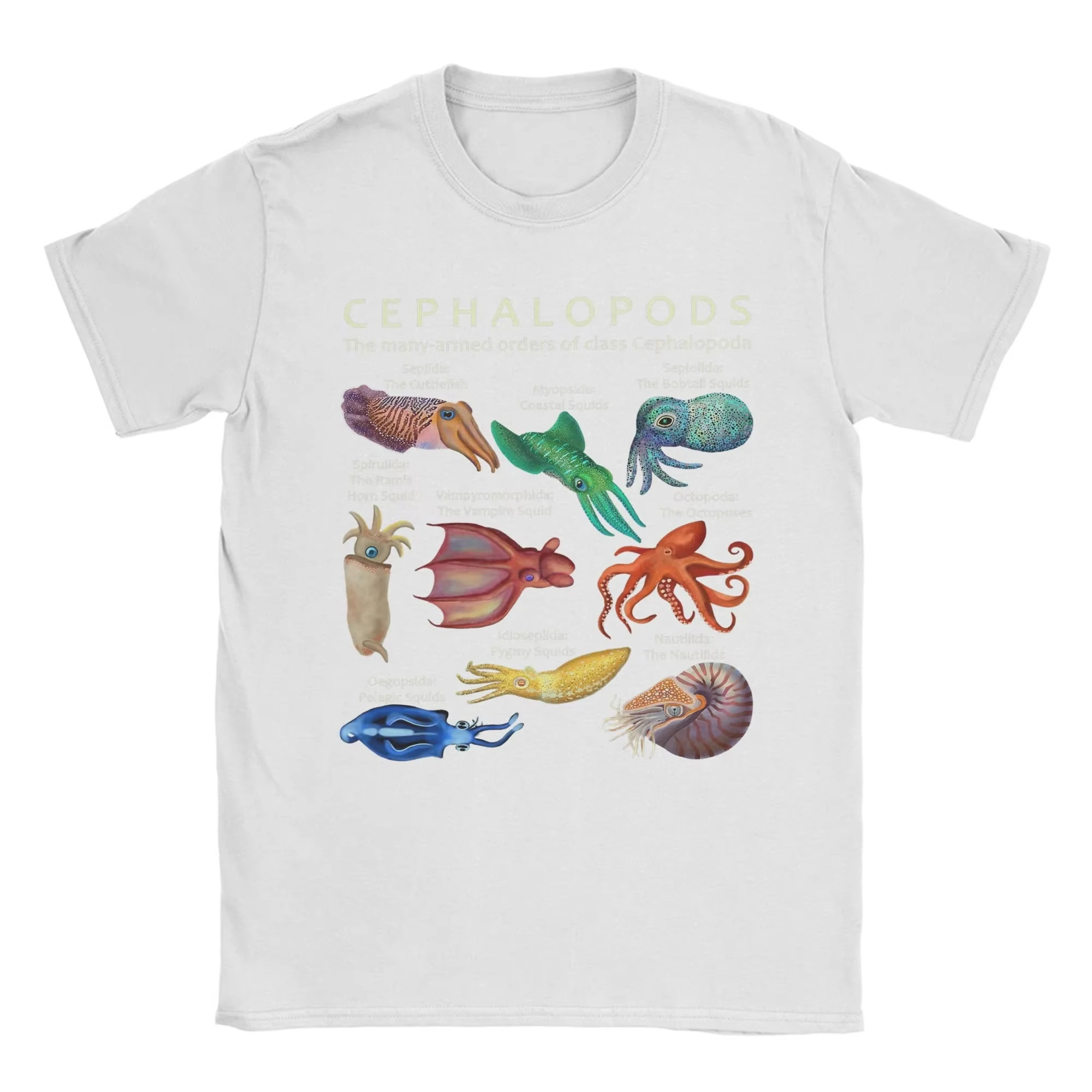 The Cephalopod- الأخطبوط الحبار الحبار و نوتيلوس تي شيرت للرجال القطن الخالص مذهلة تي شيرت الجولة الرقبة تيز القمم فكرة تيز