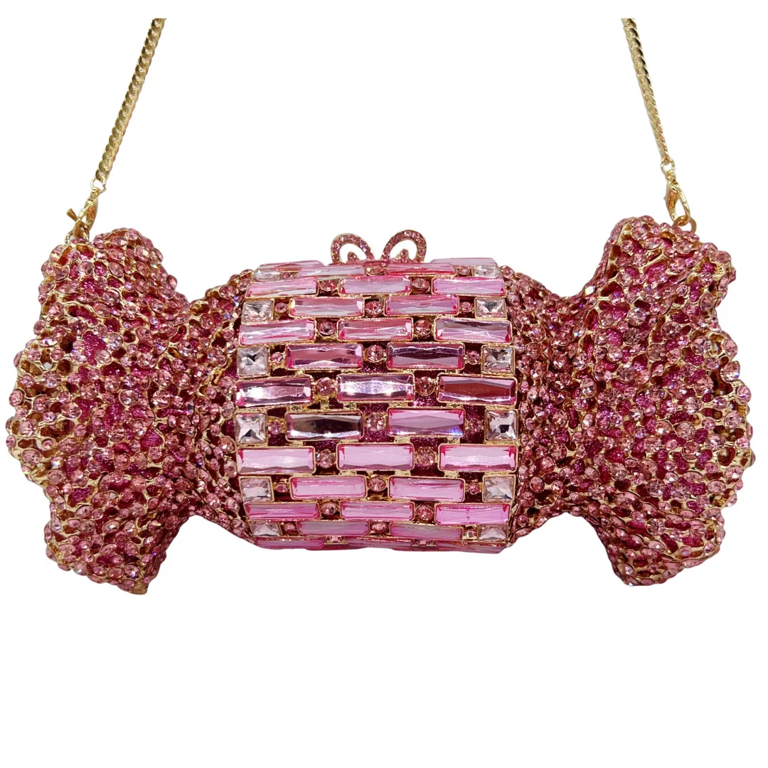 Stone Candy Modeling Diamond-encrusted Dinner Bag Metal Hollow Full Diamond Women's Bag Banquet Evening Wear Carteras Para Mujer