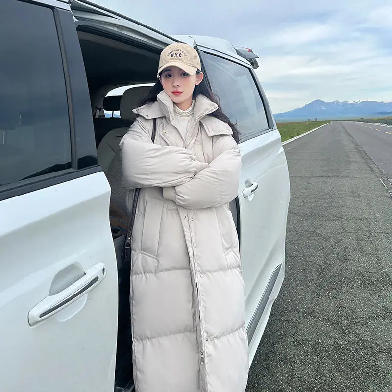 Nuevo abrigo de invierno, Chaqueta de algodón acolchada, versión coreana para mujer, chaqueta larga holgada hasta la rodilla, abrigo largo para mujer