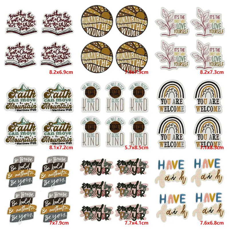 

10PCS/Lots Inspirational Text Patch Iron On Embroidered Patches For Clothing Thermaldhesive Patches On Clothes DIY Cartoon Badge