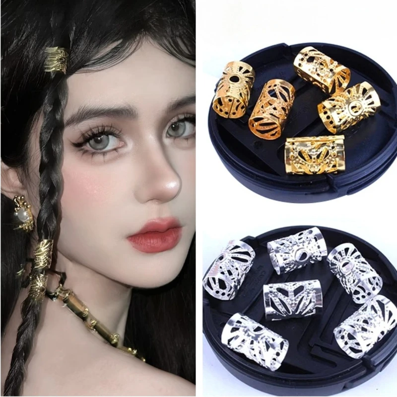 

Дреды, бусины, украшение для парика, кольца для волос, 50-200 шт./лот, витая коса, весенняя трехпрядная коса, полые декоративные инструменты для плетения