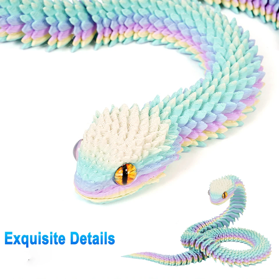 Serpiente Articulada Impresa En 3D – Figura Flexible De 60 Cm, Decoración De Escritorio Y Juguete Sensorial