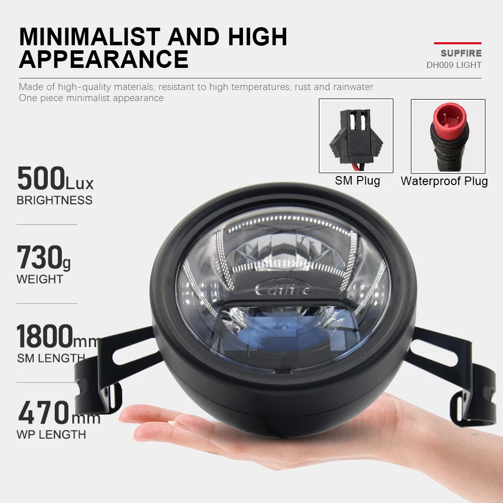 E-الدراجة العلوي DH009 12 فولت-48 فولت 2pin SM مقاوم للماء التوصيل دراجة كهربائية دراجة نارية LED الجبهة ضوء ليلة آمنة ركوب الملحقات #4