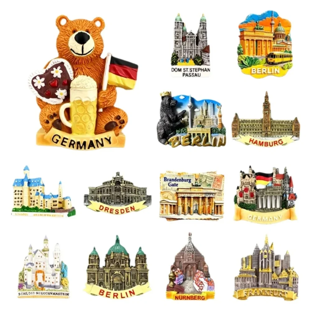 Germany City Fridge Magnet 3D Resin Souvenir Berlin Hamburg Dresden Home Decor Gift