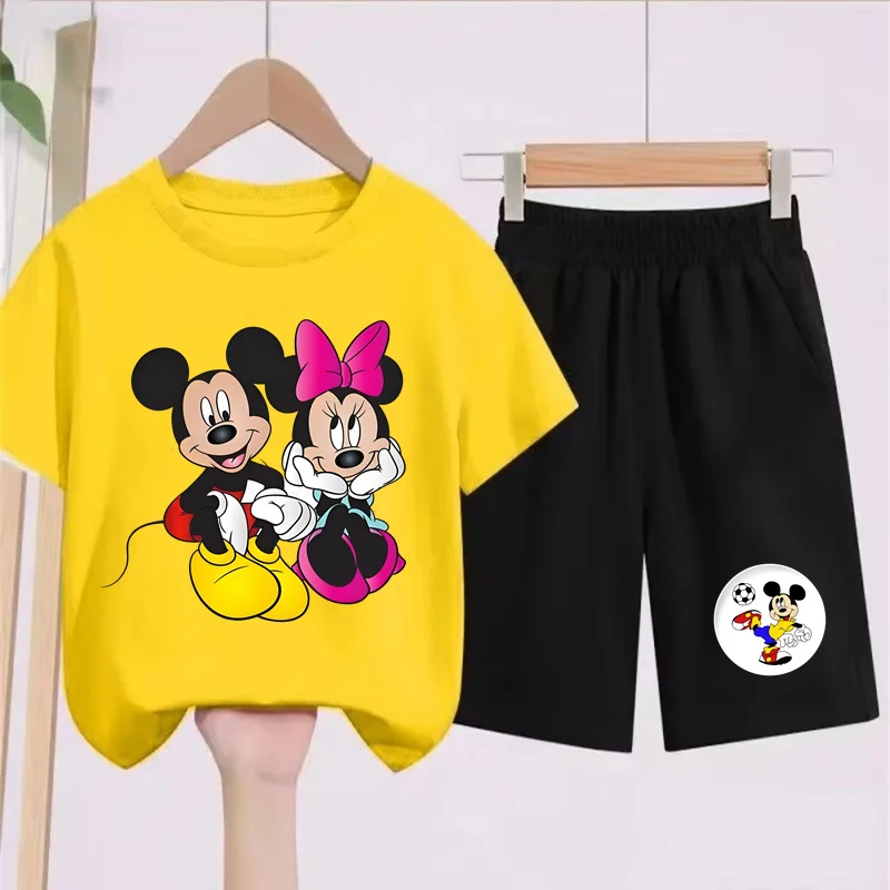 

Disney KidsT T-shirt Set for Boys and Girls Aged 2-12 Two Piece Set Printed Factory Price Casual T-shirt Short Sleeve+Shorts
