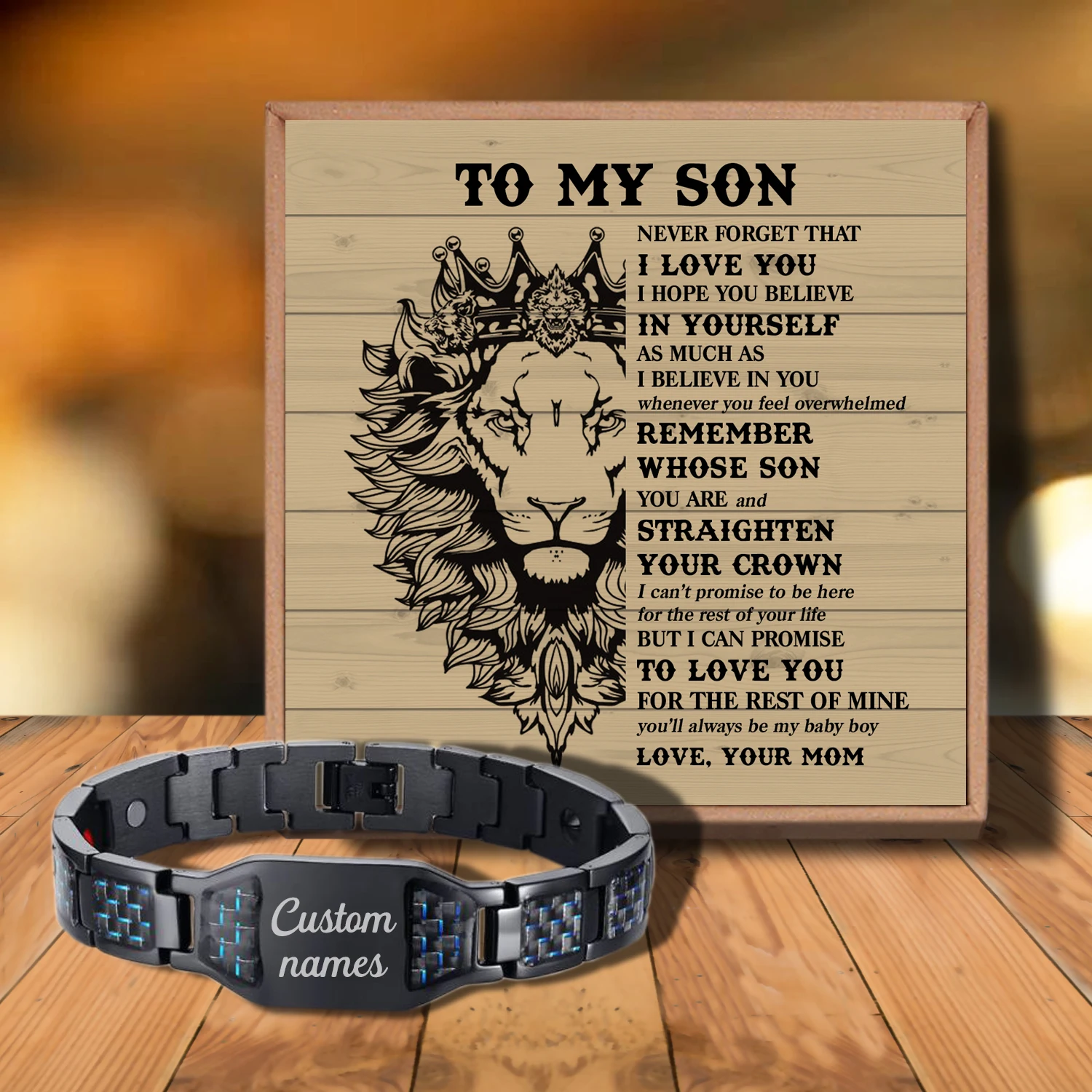 

Sac3034 To My Son I Closed My Eyes For from Love Mam Customizable Message Card Bracelet for Birthday Anniversary Holiday Gift