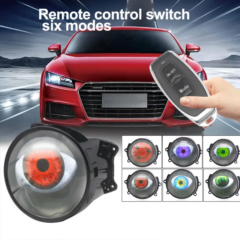 Dynamic 12V LED Auto Headlamp 3 Inch Devil Eye Lamp Demon Eyes New Waterproof Car Light Accessories 6000k Color Headlights
