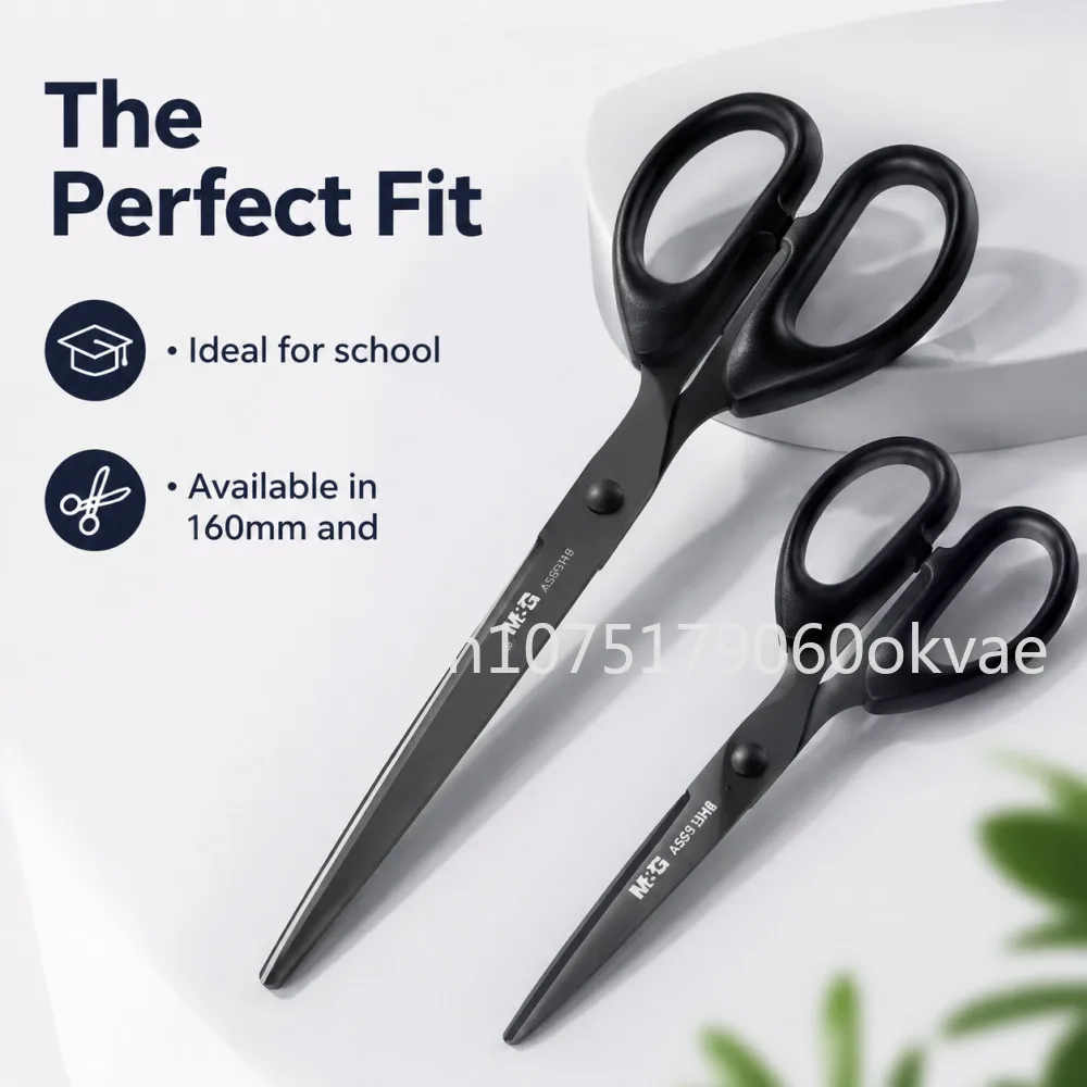 Professional Black Stainless Steel Scissors 160/180mm Sharp Durable Craft Scissors for Office School Sewing Paper Cutting Tools