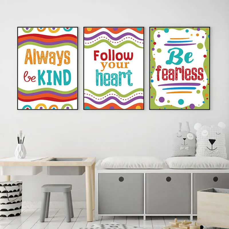 Colorful Inspirational Quotes Canvas Prints Motivational Nursery Wall Decorative Posters Interesting Modern Home Art​ Decor