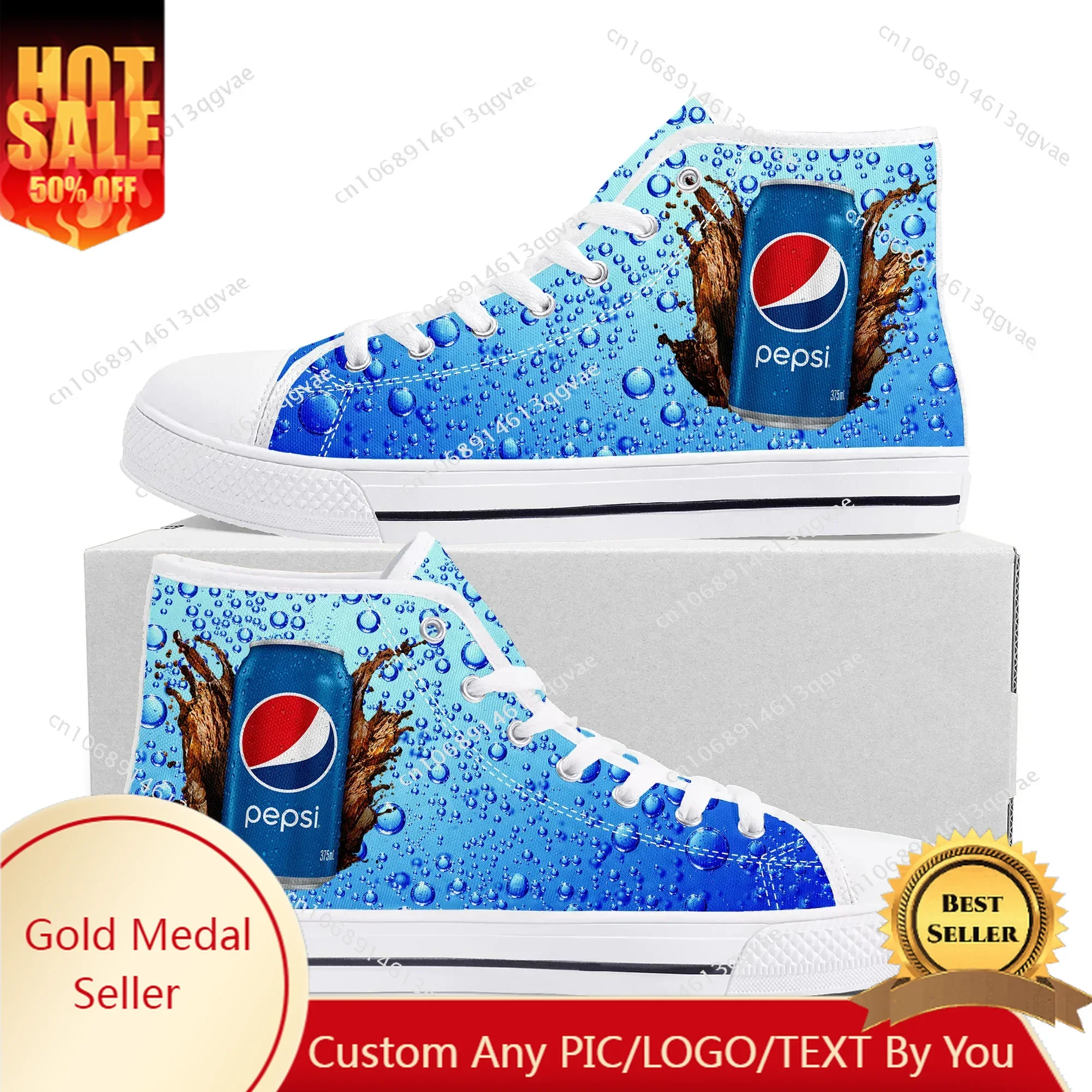 

P-Pepsi-Cola High Top High Quality Sneakers Mens Womens Teenager Canvas Sneaker Casual Couple Shoes Custom Made Shoe White