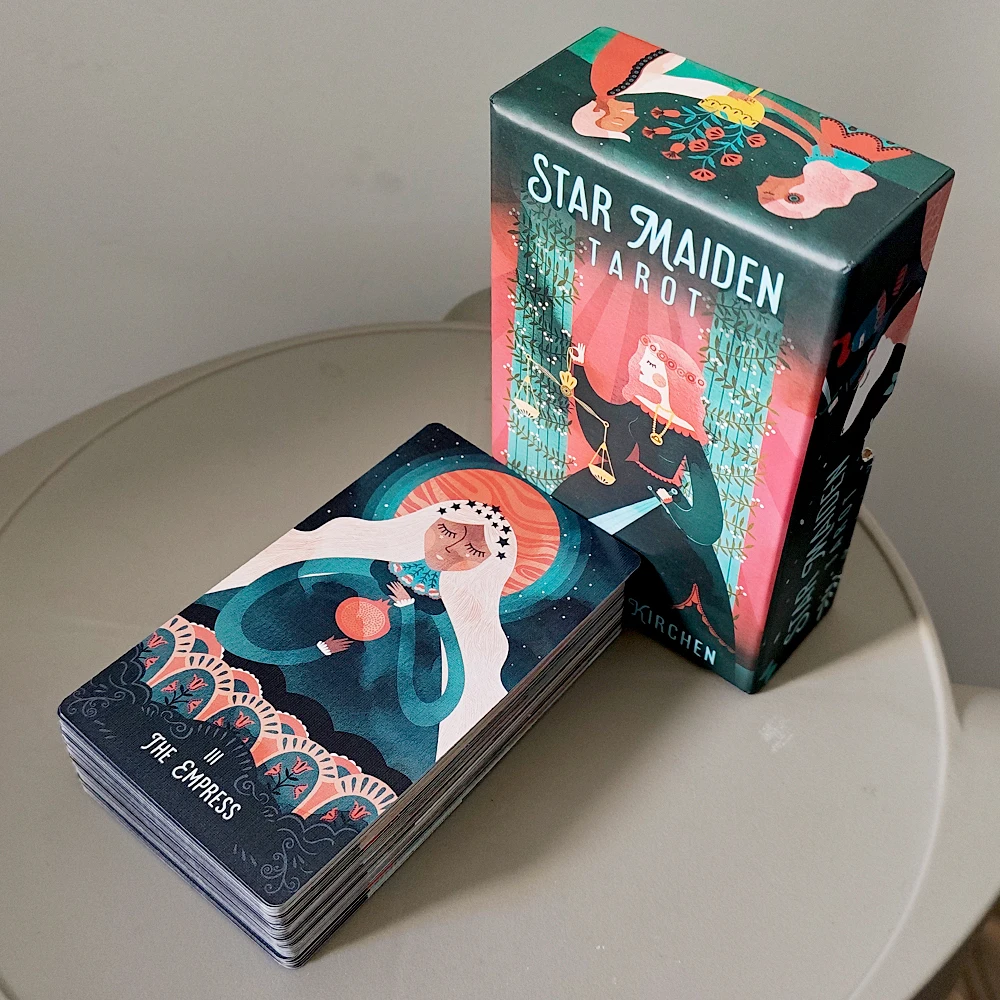 Doppelt Geprägtes 12*7cm Star Maiden Tarot-Deck 78-Karten-Set Ästhetische Himmlische Göttliche Tarotkarten in Zweiteiliger Hartbox
