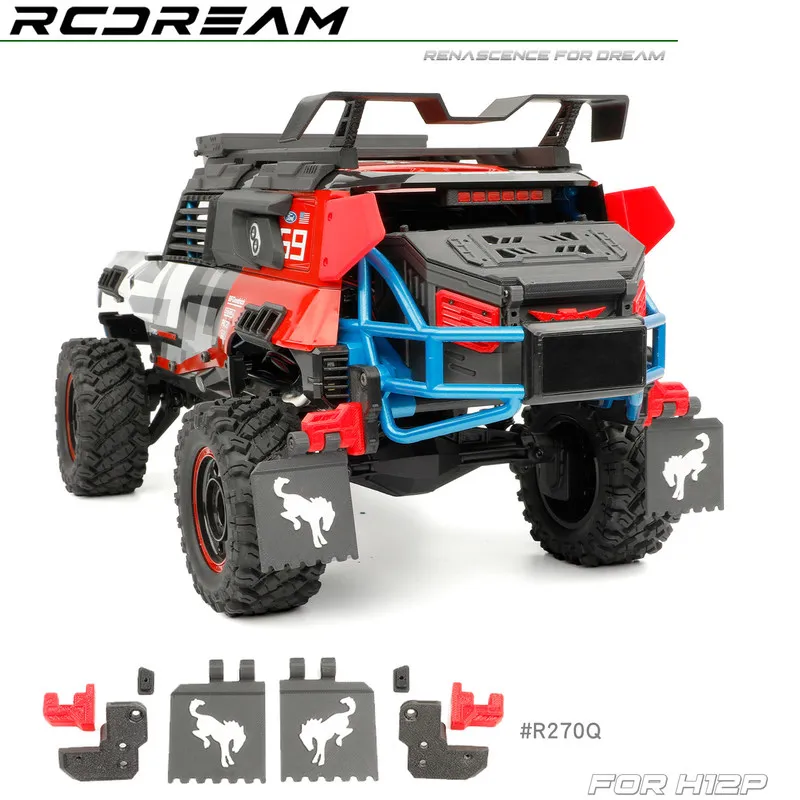 RCDream Flares for MJX H12P 1/12 Bronco RC Crawler Aluminum Upgrade Parts Accessories Offroad Simulation Black Red