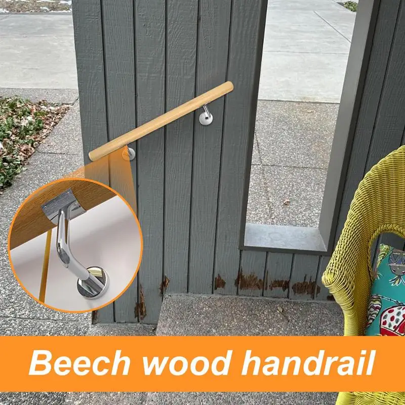 Pasamanos de madera para escaleras interiores, barandillas de mano para terraza, escalera ergonómica, pasamanos de madera para el hogar, balcón, puerta de terraza