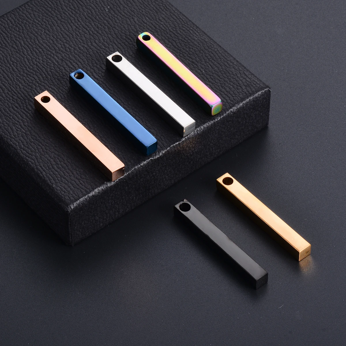 10pcs Stainless Steel ID Tags  Rectangle Dog Tags Army Tag Pendant Necklace Jewelry Findings 5 Colors Hypollergenic Dropshiping