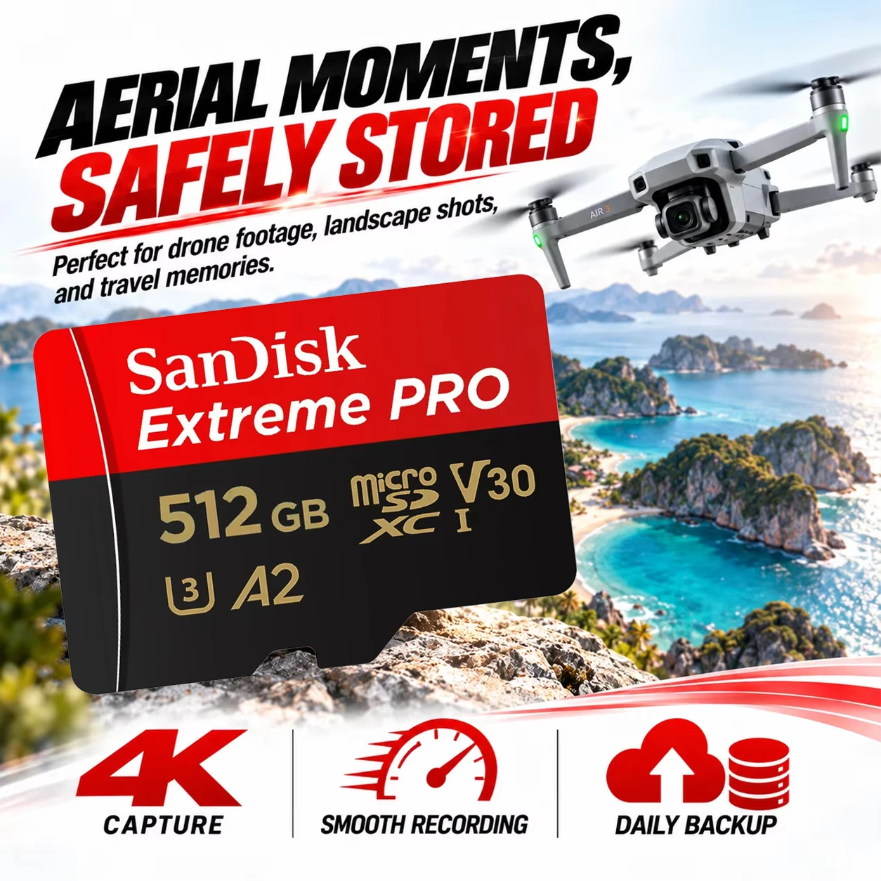 SanDisk Micro TF SD Card Top Quality 256GB 512GB SD Card UHS-I U3 V30 2026 New 32GB 128GB 64GB Micro Card Hot Sale High Speed