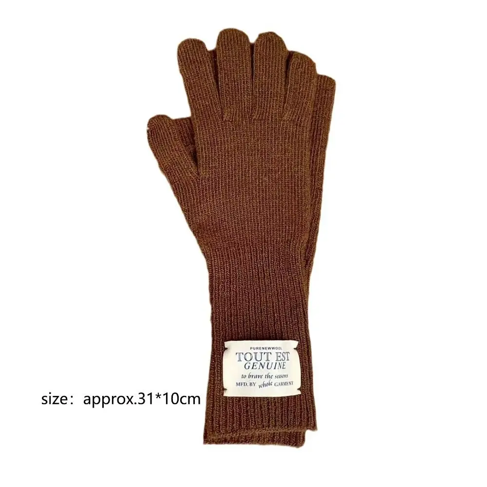 Guantes de dedo largos de lana de punto, guantes gruesos con cubierta abatible, brazaletes de pantalla táctil de estilo coreano, Invierno