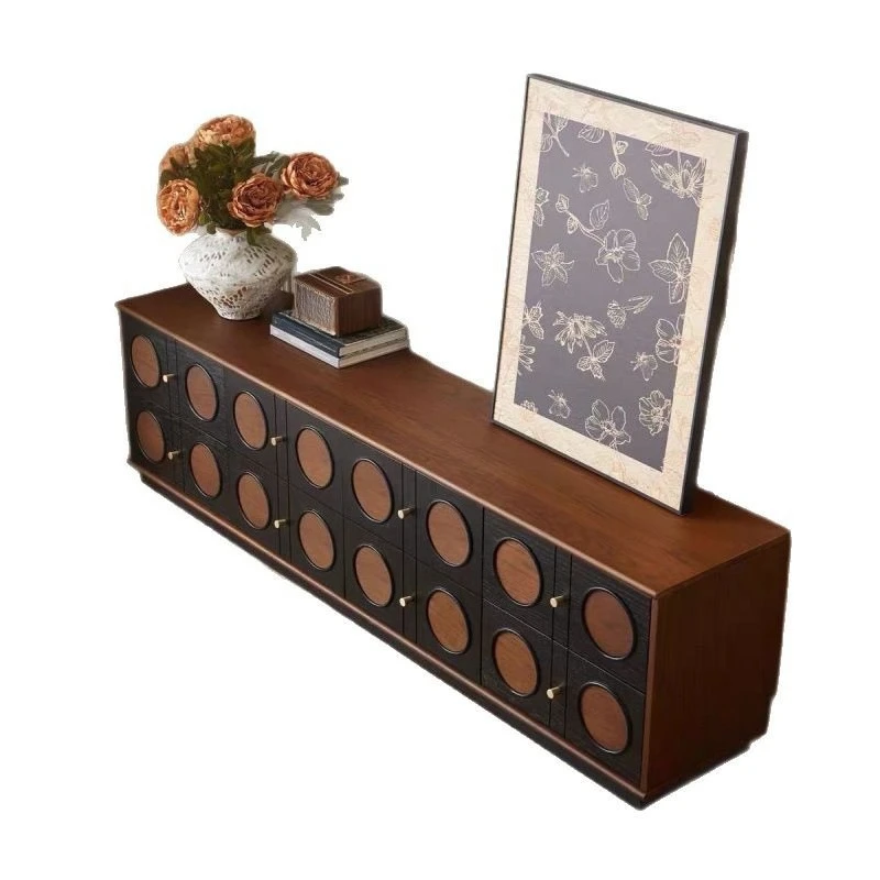 

Solid wood TV cabinet combination living room household small apartment floor-to-ceiling American TV locker storage