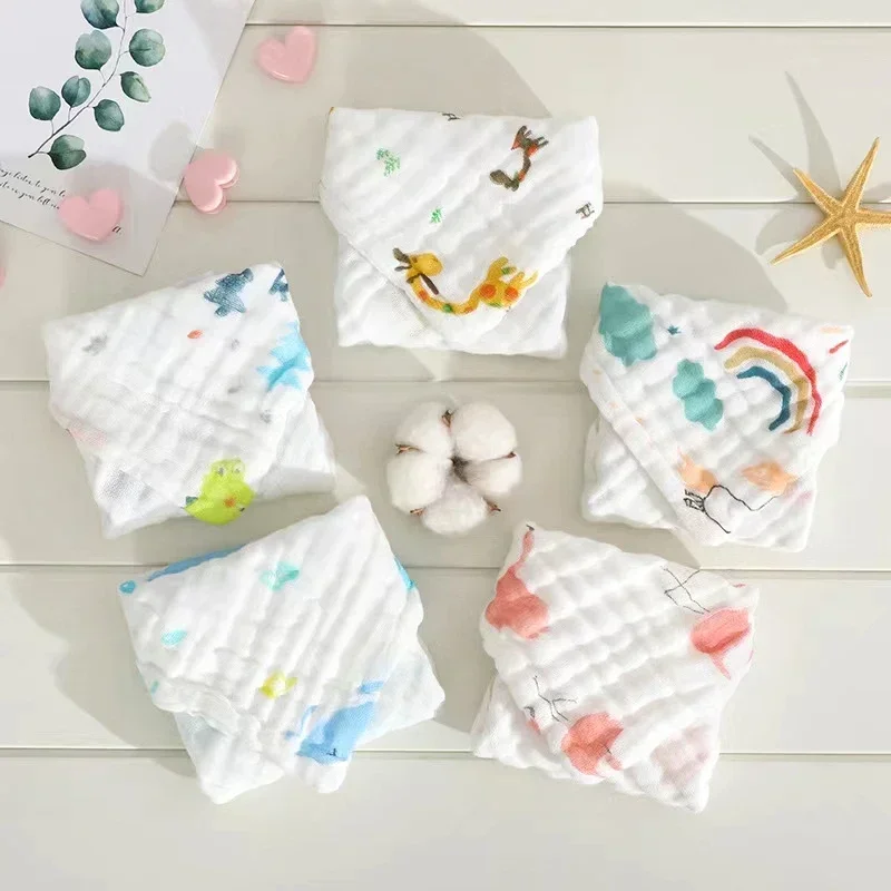 5pcs Baby Face Towel Handkerchief Bathing Feeding Face Washcloth Wipe Burp Cloth Lot Muslin 6 Layers Cotton Soft Baby Towels