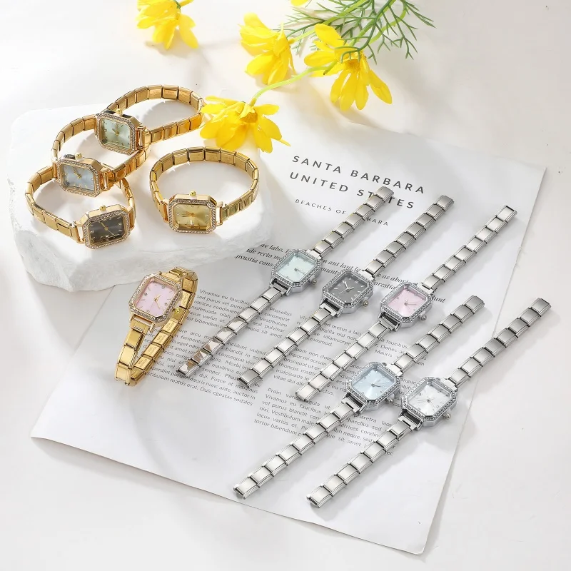 New Fashion High Quality Men Women's Stainless Steel Square Shape Watch Bracelet DIY Bangle For Friend Wife Birthday Gifts