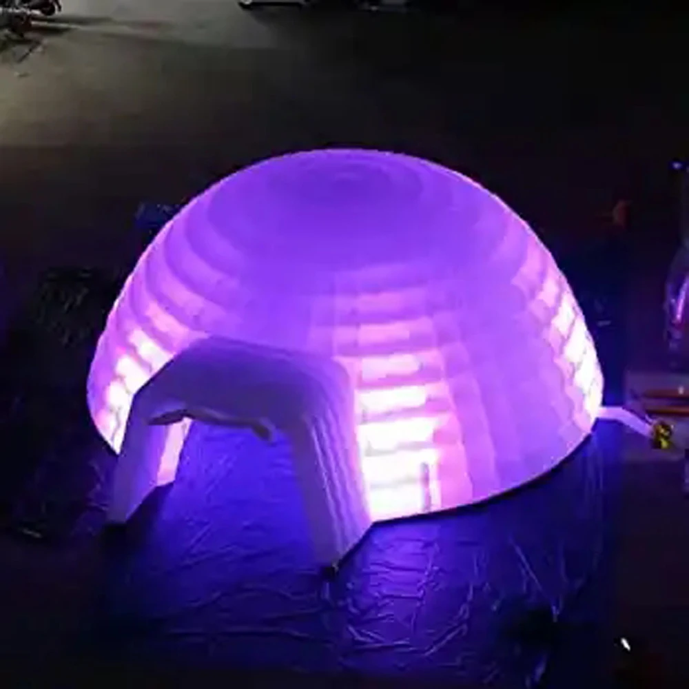 Durable White Outdoor Inflatable Dome Tent For Events Oxford Advertising Marquee With LED Lighting Igloo Dome Party Rental