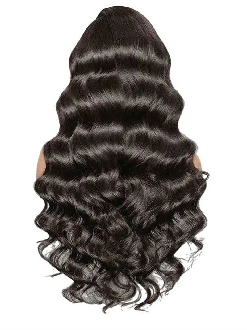 Black Wave Curly Long 26“ 180Density Lace Front Wig For Black Women Babyhair Preplucked Heat Resistant Glueless Daily Wig