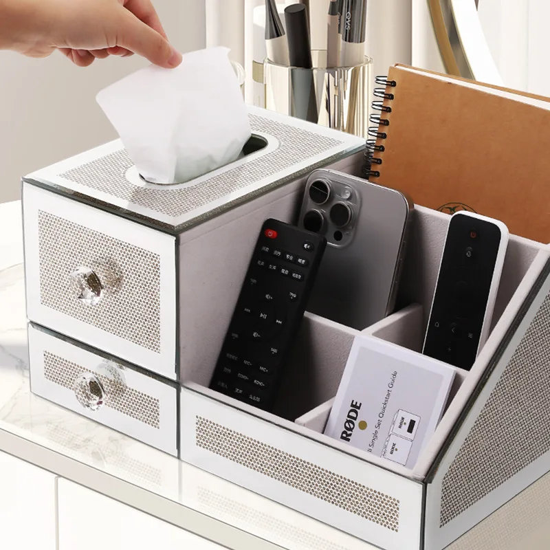 

Многофункциональная высококачественная коробка для салфеток, зеркальная косметика, легкий роскошный ящик, журнальный столик для гостиной, пульт дистанционного управления