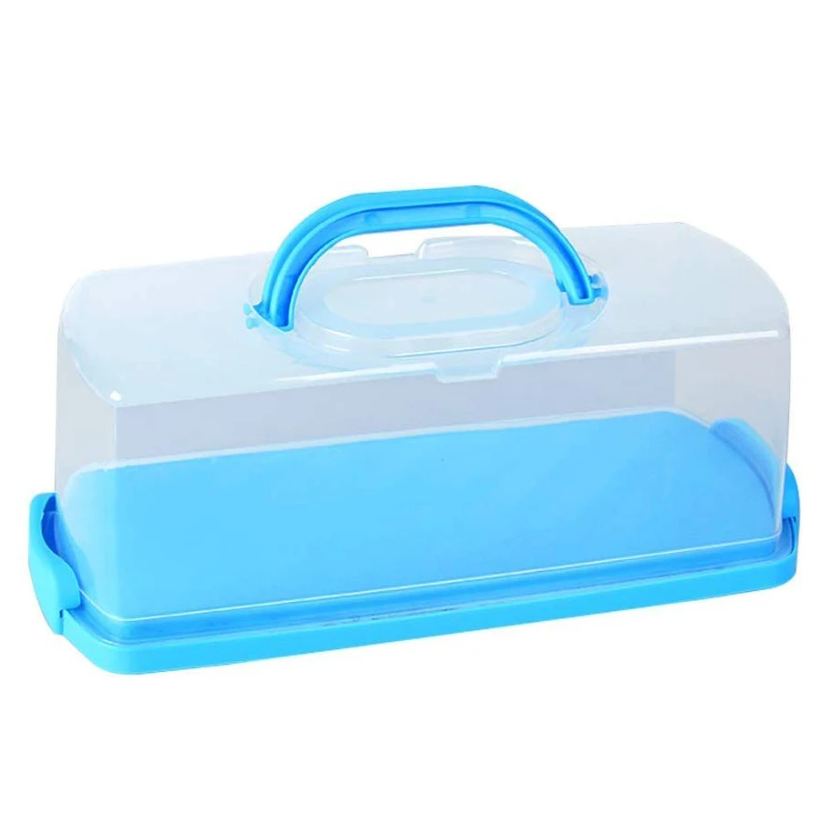 

Portable Bread Box with Handle Loaf Cake Container Plastic Rectangular Food Storage Keeper Carrier 13Inch Translucent Dome fo