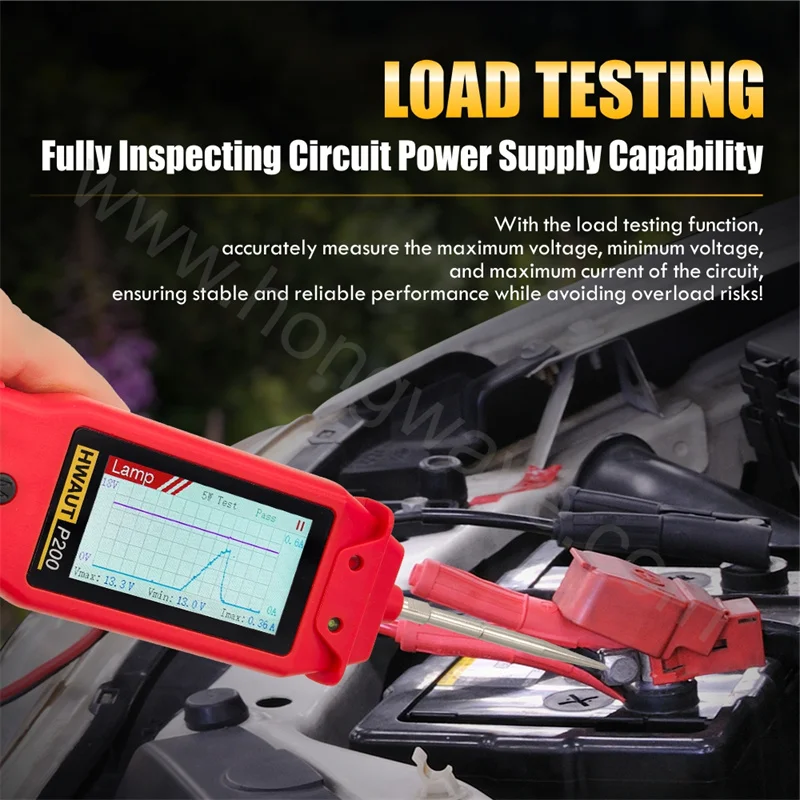 Probador de circuito automotriz P100 P200, herramienta de diagnóstico de sonda de potencia de 12V/24V, osciloscopio de pantalla TFT y protección contra sobrecarga de salida PWM