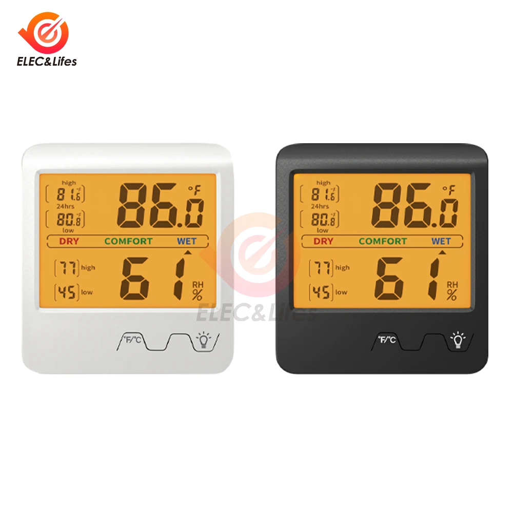 LCD Electronic Digital Temperature Humidity Meter Thermometer Hygrometer Indoor Outdoor Weather Station Display Max/Min Value