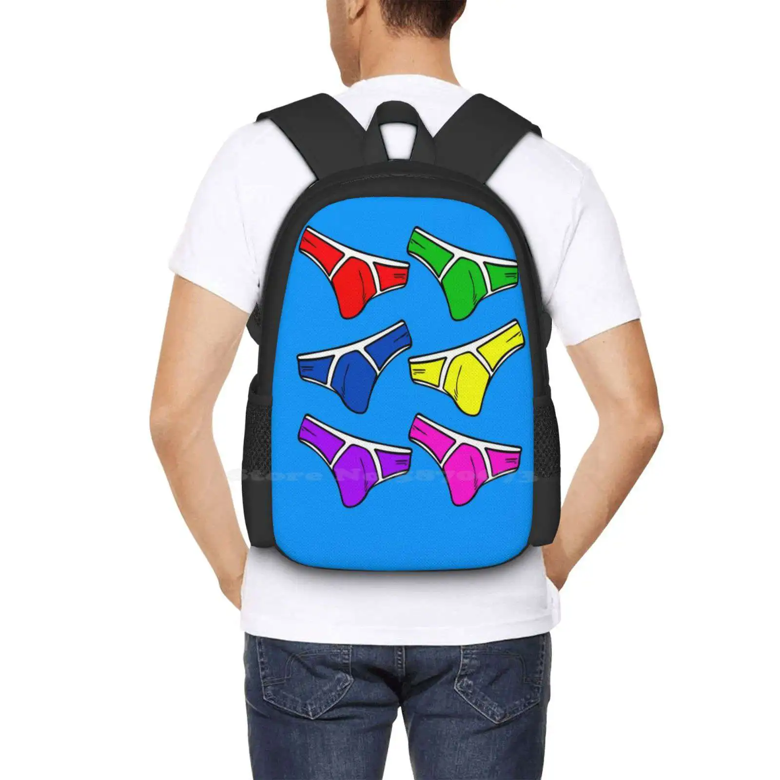 Brief Fling 3D Print Design Backpack Student Bag Mens Briefs Mens Underwear Pants Men