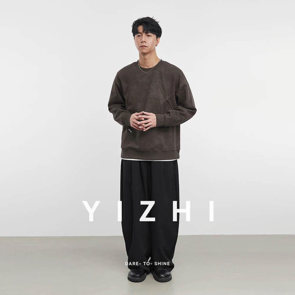 Felpa girocollo americana retrò tie-dye da uomo 2025 Primavera e autunno Nuovo design alla moda Top a maniche lunghe Pullover da uomo