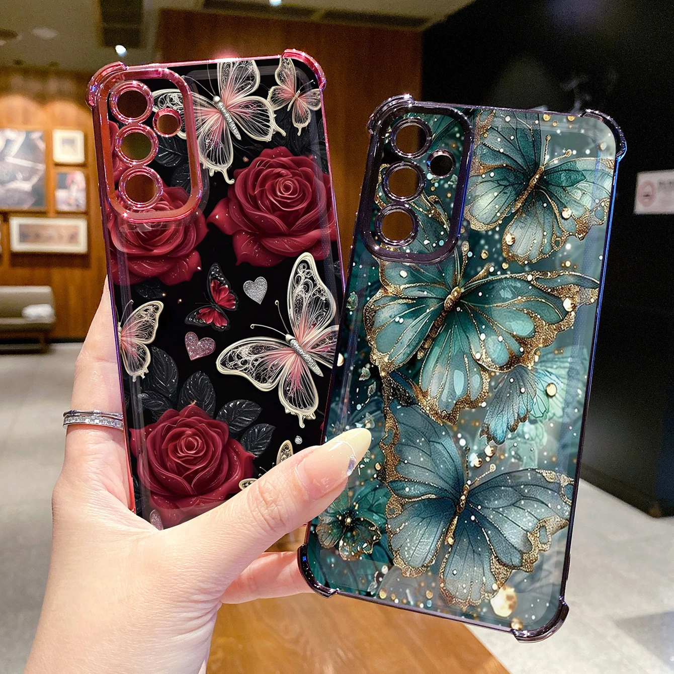 Совместимость с Samsung Galaxy A15 A05 A35 A55 A14 A34 A56 A36 A06 A16 Роскошный чехол с цветочным бабочкой и защитой от падения